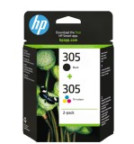 Pachet cu 2 cartuse originale HP 305 negru/color