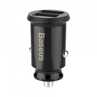 Incarcator Auto Baseus Grain, 10W, 2.4A, 2 x USB-A, Negru CCALL-ML01 foto