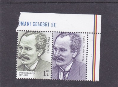 OAMENI CELEBRI II,DIMITRIE PACIUREA VAL 1,4 LEI CU VINIETA ,2018,MNH,ROMANIA foto