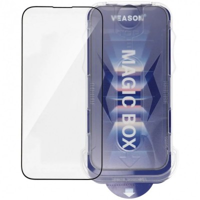 Folie de protectie Ecran Veason pentru Apple iPhone 14 Plus / 13 Pro Max, Sticla Securizata, Full Glue, 6D, Neagra foto