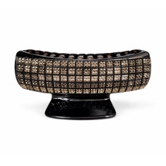 Clema par eleganta neagra cu cristale maro si model geometric, prindere puternica, arc metalic rezistent, pentru coafuri sofisticate