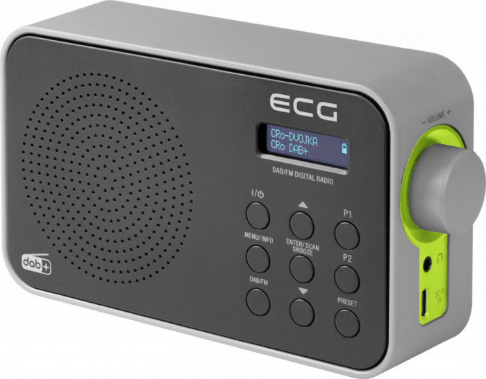 Radio portabil ECG RD 110 DAB cu tuner DAB+ si FM, negru, 1,2 W, memorie 30 de