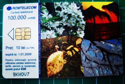 Cartela telefonica Romtelecom 10 lei Anotimpuri vegetatie puzzle 9KHOU7 100.000 unitati expira 01.01.2009 Calendar 2007 foto