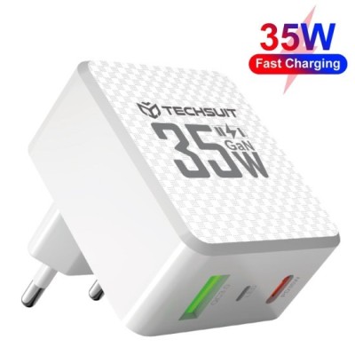 Incarcator Priza GaN, USB, Type-C, 35W - Techsuit (CHPD173) - White foto