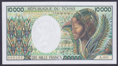 Bancnota Chad 10.000 Franci (1984) - P12a UNC ( vezi descriere ) foto
