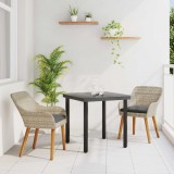 vidaXL Set de dining Gri deschis Rattan poli 3261712