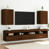 VidaXL Comodă TV de perete, 2 buc., stejar maro, 40,5x30x60 cm, lemn
