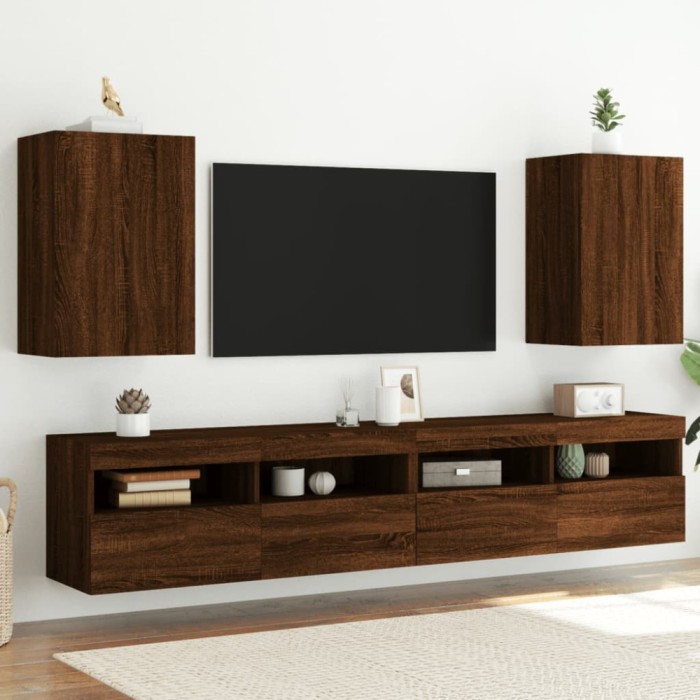vidaXL Comodă TV de perete, 2 buc., stejar maro, 40,5x30x60 cm, lemn 836923