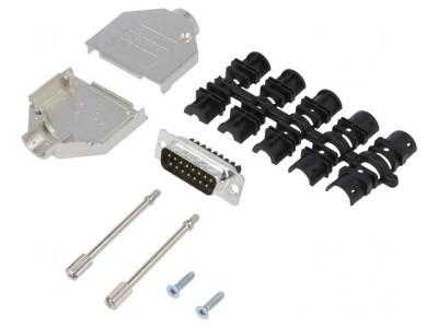 Conector D-Sub 15-Pin Tată Drept Cu Șurub Pe Cablu foto
