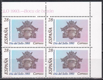 Spania 1993 - Ziua timbrului, Bloc de 4, MNH foto