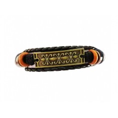 Bratara din piele ecologica, Model Vintage, Negru, BR31