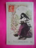 HOPCT 12250 MANDOLINA MUZICA -ANUL 1910 -FRANTA TCV -FELICITARE VECHE -FEMEI FRUMOASE -STAMPILOGRAFIE/ TIMBRU --EUROPA - -ROMANTICA- -CIRCULATA