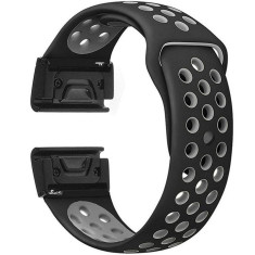 Curea ceas Smartwatch Garmin Fenix 7 / 6 / 5 Plus / 5, 22 mm iUni Silicon Sport Negru-Gri foto