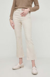 Marella pantaloni femei, culoarea bej, drept, high waist 2413130000000