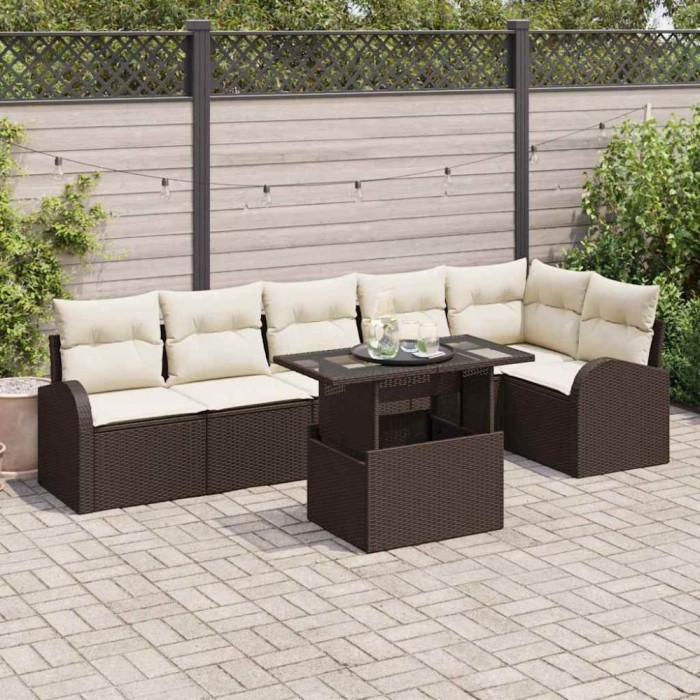 vidaXL Set de canapele pentru grădină 7 pcs Maro 100 x 55 x 73 cm 3357391