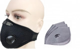 Set masca de protectie respiratorie KN95 cu supapa + 5 filtre schimbabile