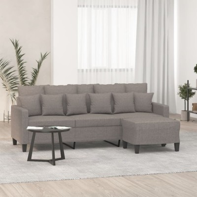 vidaXL Canapea cu 3 locuri și taburet, taupe, 180 cm, material textil 3201096 foto
