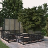 VidaXL Set mobilier de grădină, 13 piese, negru, lemn masiv de pin 3075283