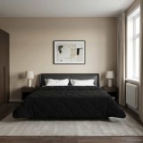 vidaXL Pilotă de vară Negru 220 x 260 cm Microfibră și fleece Teddy 42026191