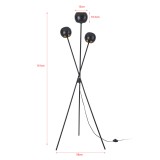 Lampadar Nykvarn cu 3 abajururi, negru si auriu, 161 cm