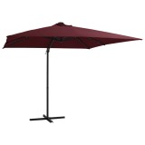 VidaXL Umbrelă suspendată cu LED-uri, roșu bordo, 250x250 cm