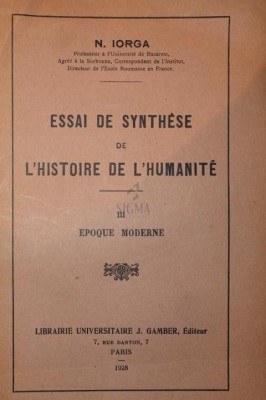 ESSAI DE SYNTHESE DE L HISTOIRE DE L HUMANITE foto