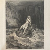 Gustave Dor&eacute;, Sosirea lui Caron, litografie, cca. 1890