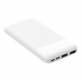 Baterie externa, powerbank Platinet 45721, 10000 mAH li-polimer, 2 x USB, 1 x Type C, 1 x microUSB, LED, alb