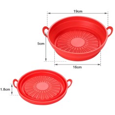 Set 2 cosuri pentru friteuza cu aer, 16 x 5 x 19 cm, silicon, rosu, albastru