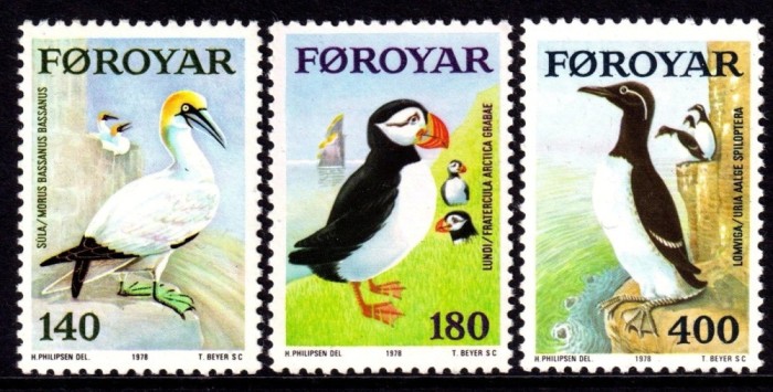 Insulele Feroe 1978 - Păsări, serie neuzata