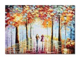 Tablou 3D indragostiti pictat manual living, dormitor, Impreuna pentru totdeauna, 100x70cm ulei pe panza, Leonard Covaci