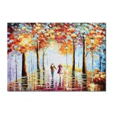 Tablou 3D indragostiti pictat manual living, dormitor, Impreuna pentru totdeauna, 100x70cm ulei pe panza, Leonard Covaci