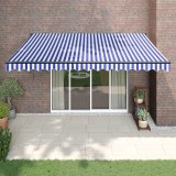 vidaXL Copertină retractabilă automată, albastru și alb, 4,5x3 m 3154499