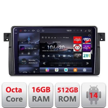 Navigatie BMW Seria 3 E46 1998-2005 Edotec Kit-052 8 core QLED 2K 16+512 360 Android Waze USB Navigatie Internet Youtube Radio CarStore Technology