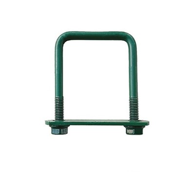 Brida prindere panou gard verde cu placuta si piulite pentru stalp 80x80 mm foto