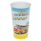 Pahar din Plastic cu Imprimeu de Vară, Camionetă, 650 ml, Multicolor, CMCLASS