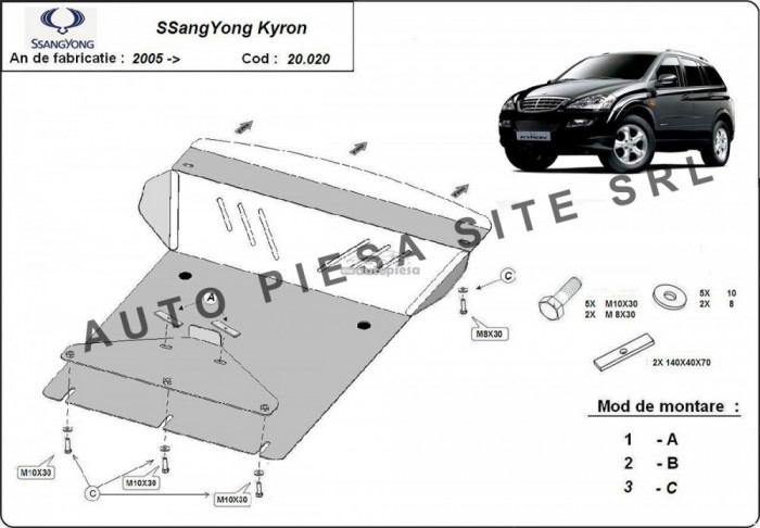 Scut metalic motor SsangYong Kyron fabricat incepand cu 2005 APS-20,020