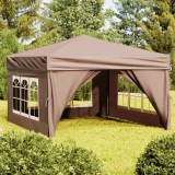 VidaXL Cort pliabil pentru petrecere, pereți laterali, taupe, 3x3 m