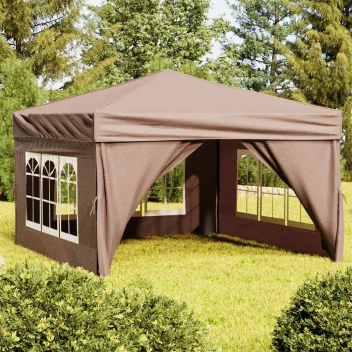 vidaXL Cort pliabil pentru petrecere, pereți laterali, taupe, 3x3 m 93526