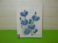 PLACA din ceramica JIE GANTOFTA decor floral ALBASTRELE , design A. Nietosvuori foto