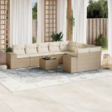 vidaXL Set canapele de grădină cu perne, 10 piese, bej, poliratan 3255385