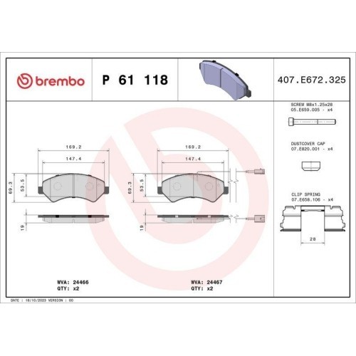 Placute frana Citroen Jumper 2 Box 04.06-, Jumper 2 Bus 04.06-, Jumper 2 04.06-; Fiat Ducato Box ( 250) 07.06-, Ducato Bus (250) 07.06-, Ducato (250)