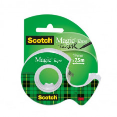 Banda adeziva Scotch Magic, cu dispenser,19mm x 7.5m