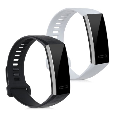 Set 2 Curele pentru Huawei Band 2 / Band 2 Pro, kwmobile, Silicon, Negru / Alb, 43318.48 foto