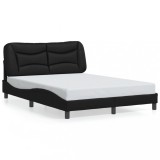 VidaXL Cadru de pat cu tăblie, negru, 120x200 cm, piele ecologică