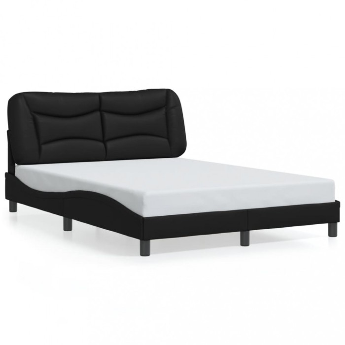 vidaXL Cadru de pat cu tăblie, negru, 120x200 cm, piele ecologică 3207988