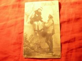Ilustrata Romania 1923 - Idila in iarna ,mic pliu pe colturi jos