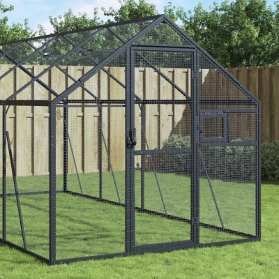vidaXL Volieră de păsări, antracit, 1,79x4x1,85 m, aluminiu 3155803 foto