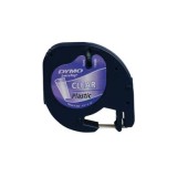 Banda Dymo Letratag plastic, alba, 12 mm x 4 m