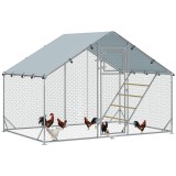 PawHut Coteț pentru Găini cu Copertină Impermeabilă și Rezistentă la UV, 300x200x195 cm, Argintiu | Aosom Romania